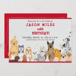 子どもの誕生日パーティーかわいい犬たち 招待状