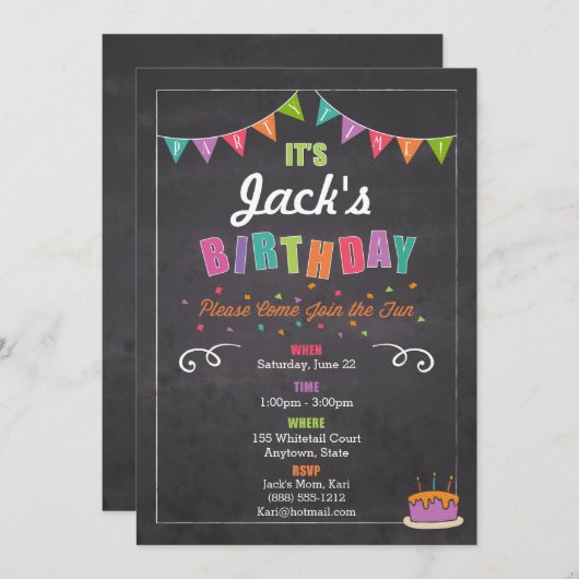 子どもの誕生日招待状(パーソナライズ) 招待状 (正面/裏面)