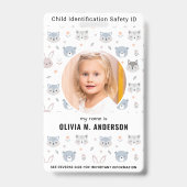 子どもの識別緊急時かわいい動物の写真 バッジ (Front)