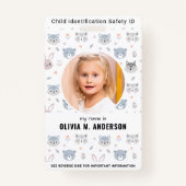 子どもの識別緊急時かわいい動物の写真 バッジ (正面)