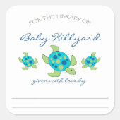 子どもの赤ちゃんシャワー蔵書票/ウミガメ スクエアシール (正面)
