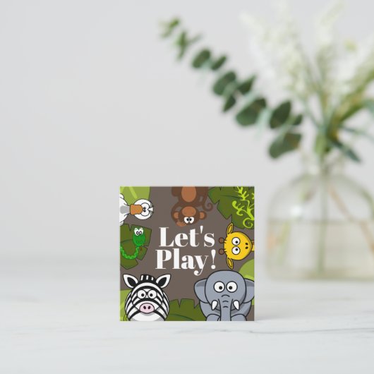 子どもの遊びおもしろい動物カード スクエア名刺 (スタンド正面)