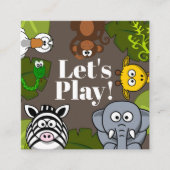 子どもの遊びおもしろい動物カード スクエア名刺 (正面)