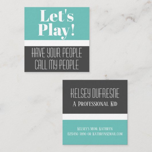 子どもの遊び日のカードモダン スクエア名刺 (正面/裏面)