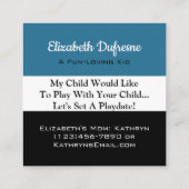 子どもの遊び道具青、白、黒 スクエア名刺 (裏面)