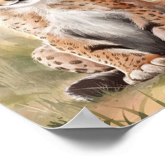 子どもの部屋の装飾に水彩のチーター ポスター (角)