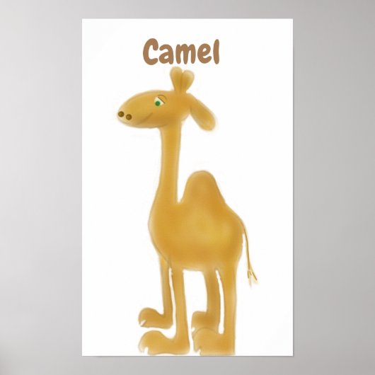 子どもの部屋や遊び部屋に楽しいラクダの壁アート ポスター (正面)