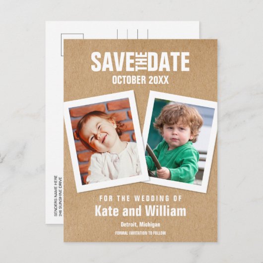 子どもの頃の写真が日付を救うボホ素朴ー 案内ポストカード (正面/裏面)