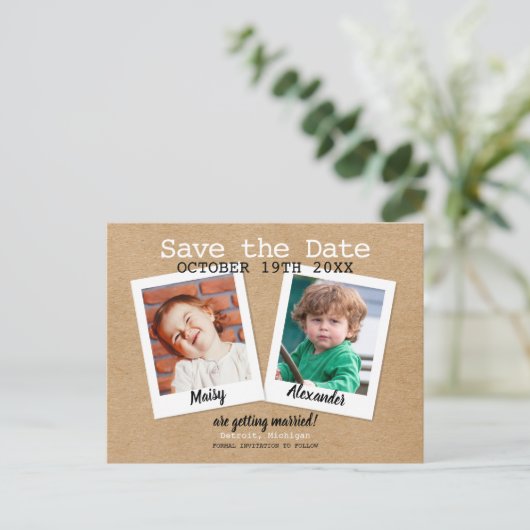 子どもの頃の写真が日付を救うボホ素朴ー 案内ポストカード (スタンド正面)