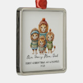 子どもの養子縁組初めてのクリスマスの家族のライオン メタルオーナメント (右)