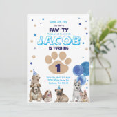 子どもの1歳の誕生日パーティー招待状（男の子向け） 招待状 (スタンド正面)