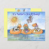 子どもの「パーティー動物」誕生パーティー招待状 招待状 (正面/裏面)