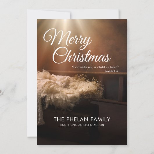 子どもは我々にとって宗教的生まれなクリスマスだ シーズンカード (正面)