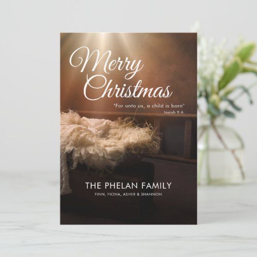 子どもは我々にとって宗教的生まれなクリスマスだ シーズンカード (スタンド正面)