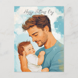 子どもを持つ父とカスタムメッセージ ポストカード