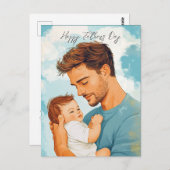 子どもを持つ父とカスタムメッセージ ポストカード (正面/裏面)