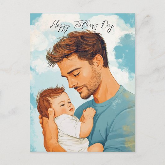 子どもを持つ父とカスタムメッセージ ポストカード (正面)