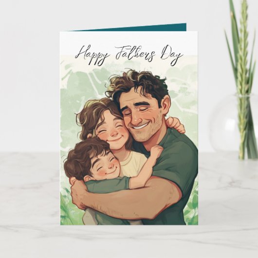 子どもを持つ父親とカスタムメッセージ カード (正面)