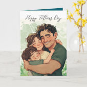 子どもを持つ父親とカスタムメッセージ カード (黄色い花)