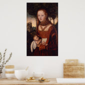 子どもを持つ若い母親 ポスター (キッチン)