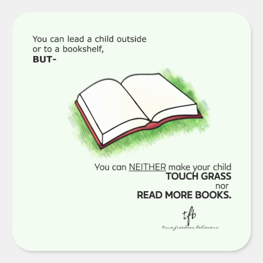 子どもを書棚の外に連れて行く スクエアシール (正面)