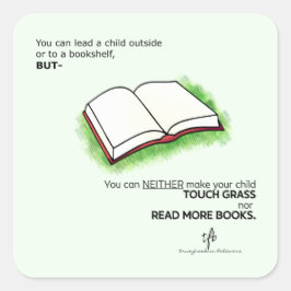 子どもを書棚の外に連れて行く スクエアシール