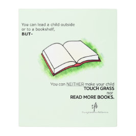 子どもを書棚の外に連れて行く メタルプリント