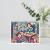 子どもを職場に連れて行く シーズンポストカード (スタンド正面)