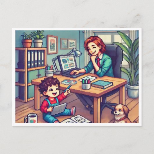 子どもを職場に連れて行く シーズンポストカード (正面)