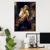 子どもを見つめる若い母親 ポスター (ホームオフィス)