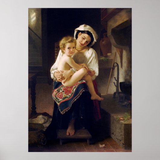 子どもを見つめる若い母親 ポスター (正面)