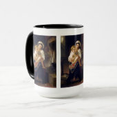 子どもを見つめる若い母親 マグカップ (正面左)