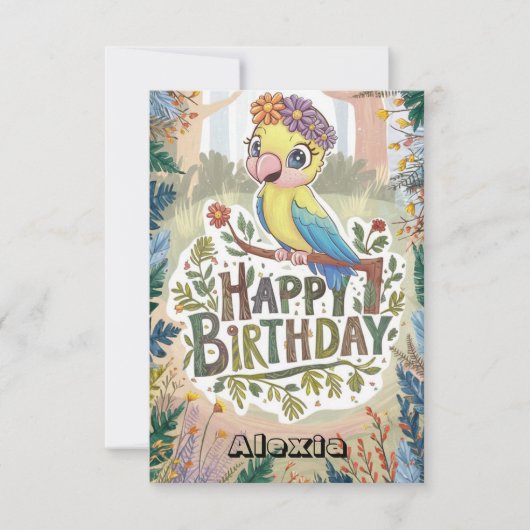 子どもウィズオウム誕生日 カード (正面)