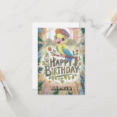 子どもウィズオウム誕生日 カード (正面/裏面インサイチュ)