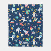 子どもカラフルの宇宙飛行士 フリースブランケット (正面)