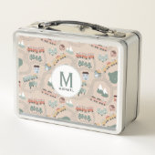 子どもカラフル向けの可愛い電車モノグラム メタルランチボックス (裏面)