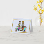 子どもカード付き男性および女性の小児科医 カード (黄色い花)