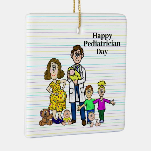 子どもクリスマス飾り付き男性小児科医 セラミックオーナメント (右)