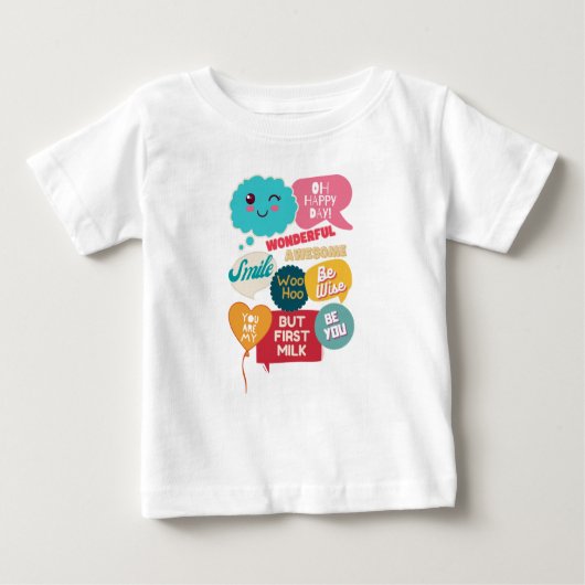 子どもクール向けおもしろいやる気を起こさせることわざ語 ベビーTシャツ (正面)