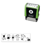 子どもスケッチの筆跡の女の子 セルフインキングスタンプ (インサイチュ)