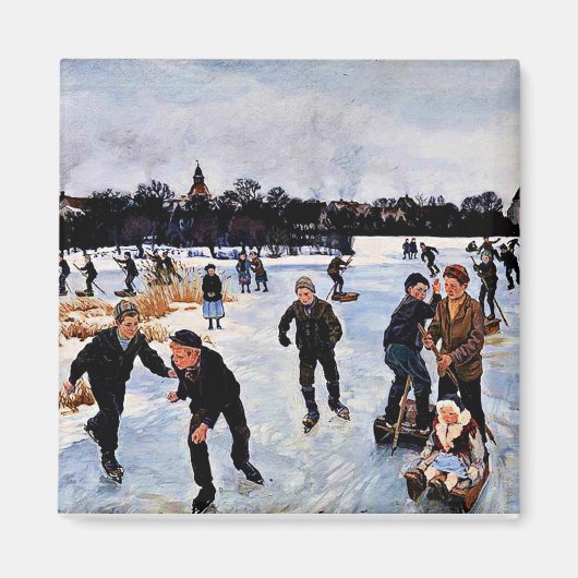 子どもスケートで滑る外側faborg マグネット (正面)