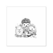 子どもハリネズミとパイのかわいい漫画 セルフインキングスタンプ (デザイン)