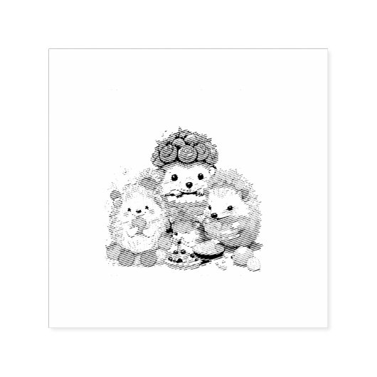 子どもハリネズミとパイのかわいい漫画 セルフインキングスタンプ (デザイン)