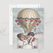 子どもハート熱気球バレンタイン シーズンポストカード (正面/裏面)