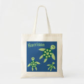 子どもパーソナライズされたが泳ぐ亀 トートバッグ (正面)