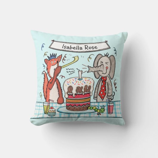 子どもパーソナライズされたのかわいいパーティー動物クッション クッション (正面)
