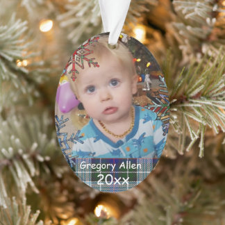 子どもパーソナライズされたの写真のクリスマス記念日 オーナメント