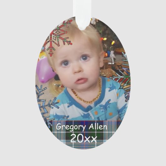 子どもパーソナライズされたの写真のクリスマス記念日 オーナメント (正面)