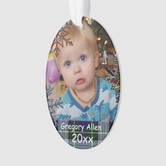 子どもパーソナライズされたの写真のクリスマス記念日 オーナメント (正面)