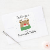 子どもパーソナライズされた向けトナカイのクリスマスプレゼント スクエアシール (封筒)